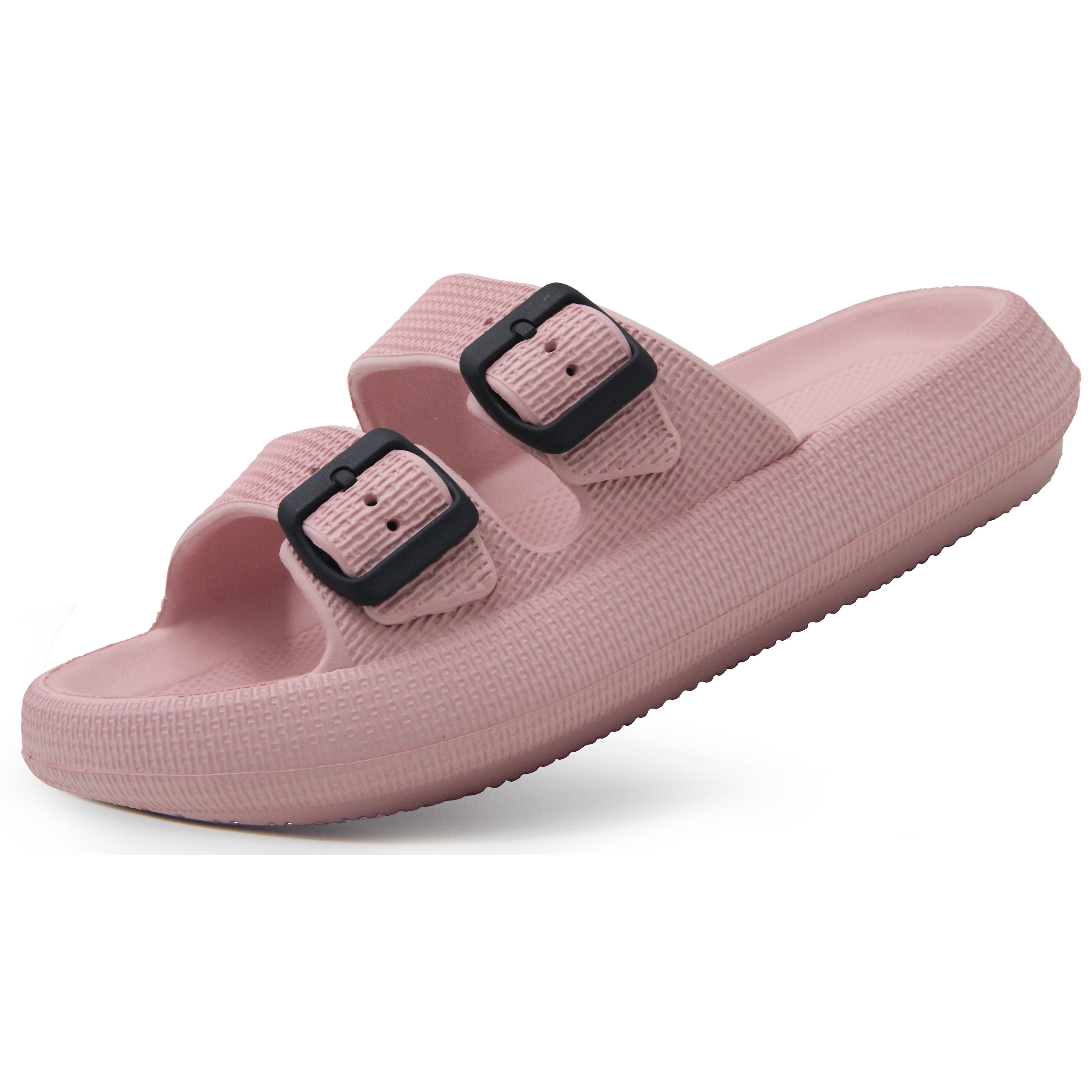 Women's lightweight comfort soft slides online eva adjustable double buckle flat sandals