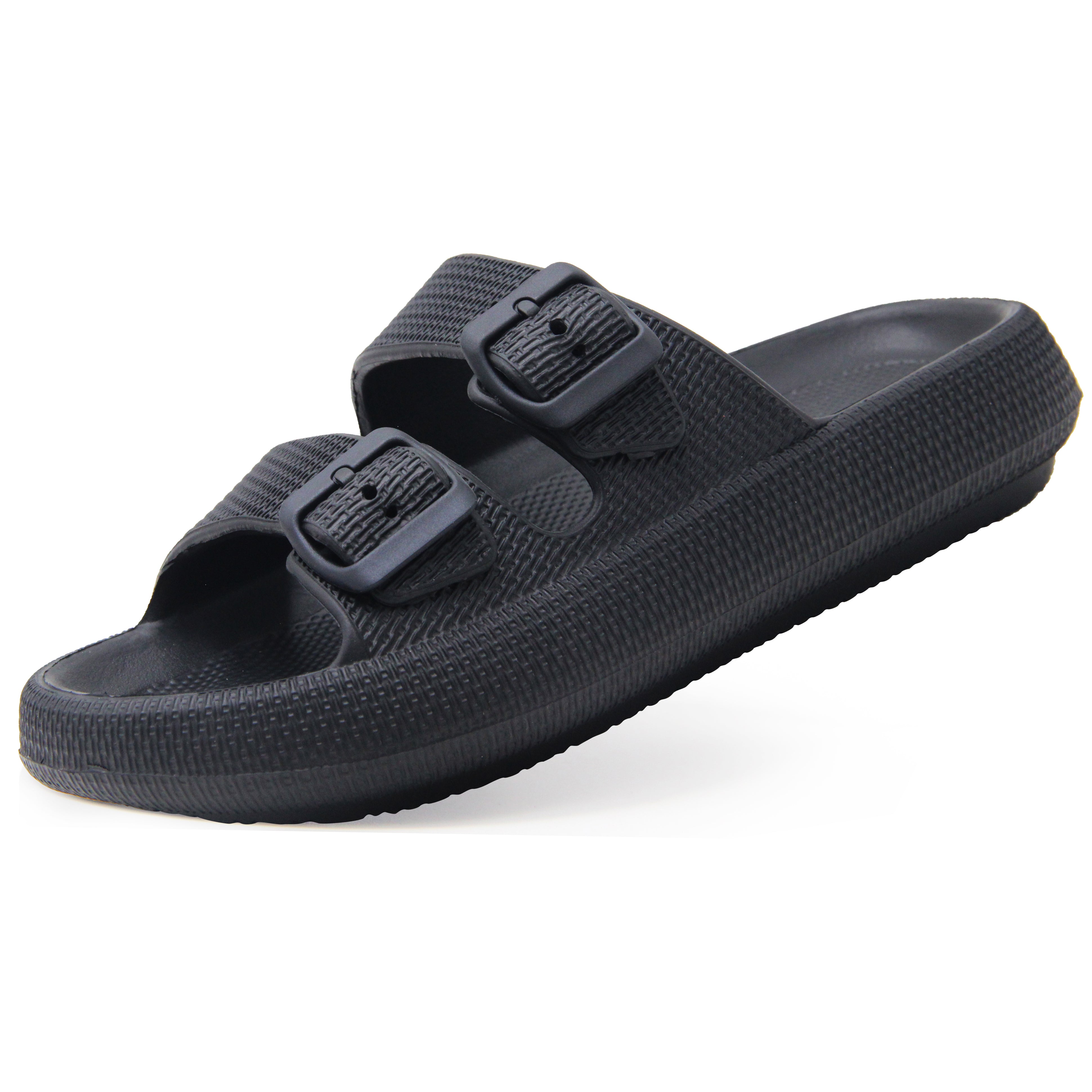 Women's lightweight comfort soft slides discount eva adjustable double buckle flat sandals